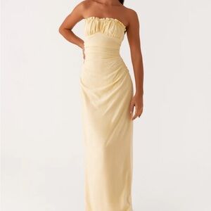 Peppermayo Strapless Soft Yellow Dress